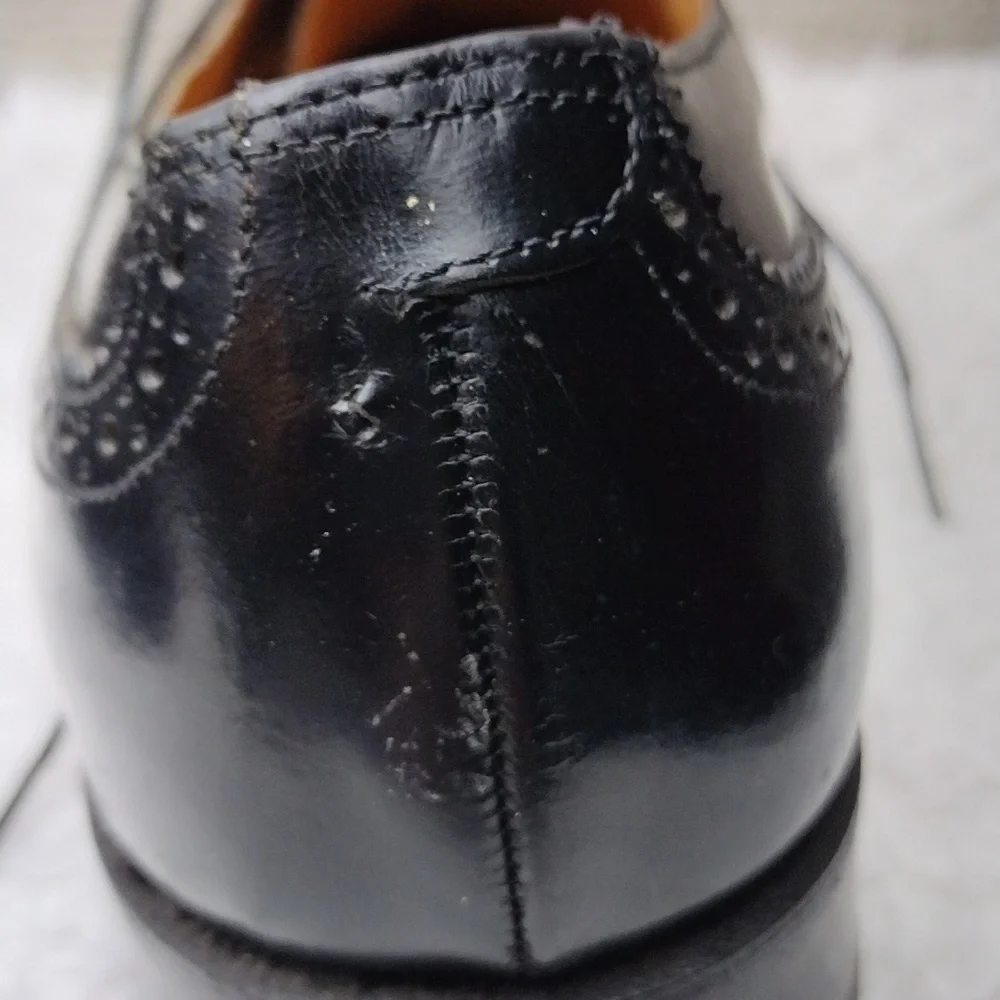 Nettleton USA Men's Black Leather Square Toe Lace Up Low Heel Brogue Dress Shoe